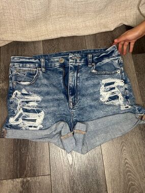 American Eagle Outfitters Light Blue Distressed Jean Shorts